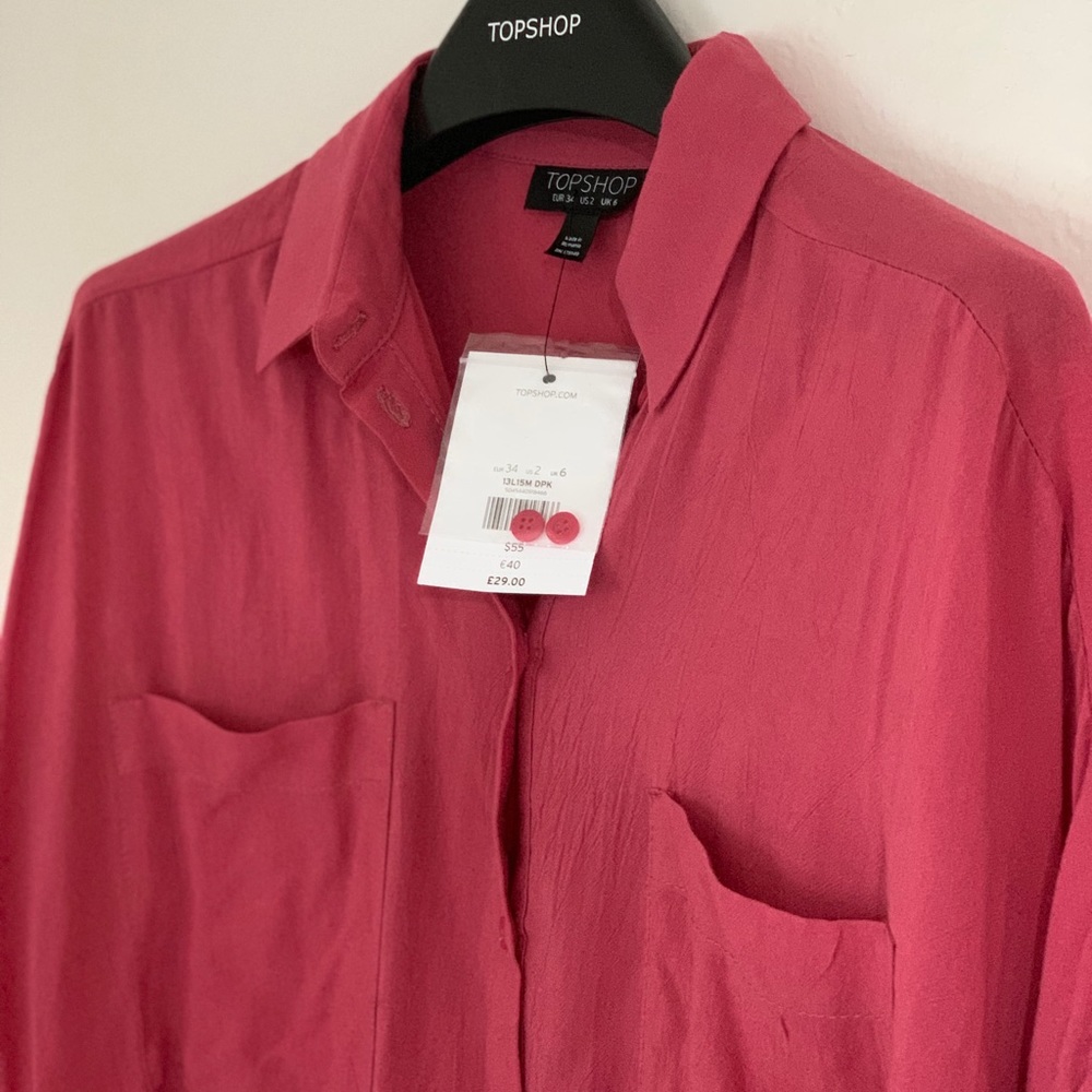 Topshop nwt women button down pink blouse size 2